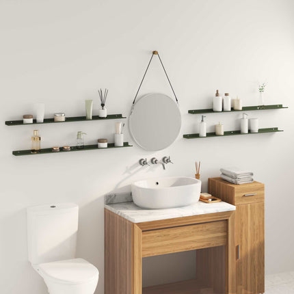 Flytande hylla 4 pcs Olivgrön 100 x 9 x 2,5 cm Stål