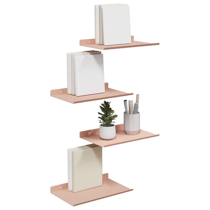 Flytande hylla Väggmonterad 4 pcs Rosa 30 x 18 x 2,5 cm Stål