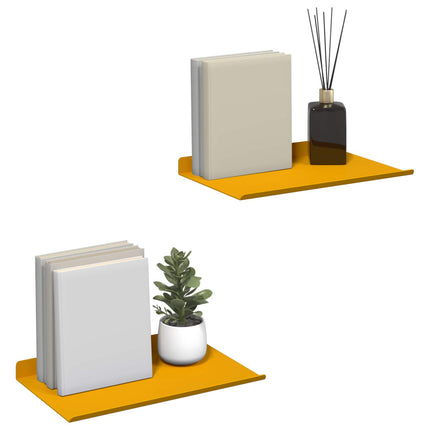 Flytande hylla 2 pcs Senapsgul 30 x 18 x 2,5 cm Stål