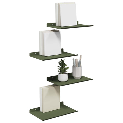 Flytande hylla 4 pcs Olivgrön 30 x 18 x 2,5 cm Stål