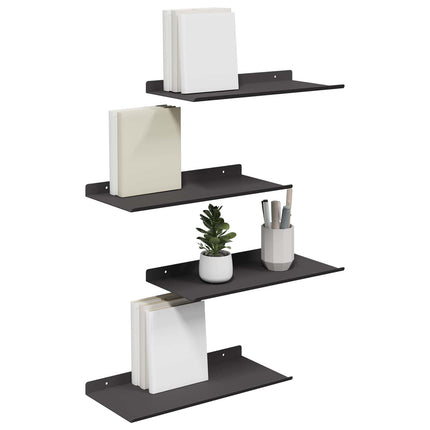 Flytande hylla Väggmonterad 4 pcs Svart 40 x 18 x 2,5 cm Stål