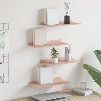 Flytande hylla Väggmonterad 4 pcs Rosa 40 x 18 x 2,5 cm Stål