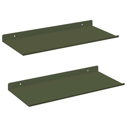 Flytande hylla 2 pcs Olivgrön 40 x 18 x 2,5 cm Stål