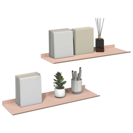 Flytande hylla Väggmonterad 2 pcs Rosa 60 x 18 x 2,5 cm Stål