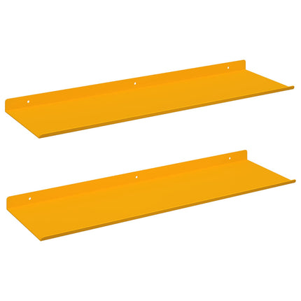 Flytande hylla 2 pcs Senapsgul 60 x 18 x 2,5 cm Stål
