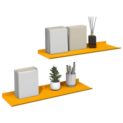 Flytande hylla 2 pcs Senapsgul 60 x 18 x 2,5 cm Stål