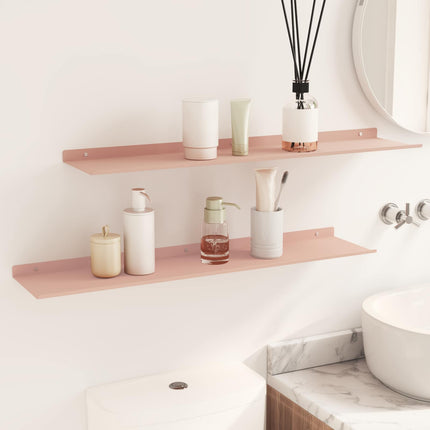 Flytande hylla Väggmonterad 2 pcs Rosa 80 x 18 x 2,5 cm Stål