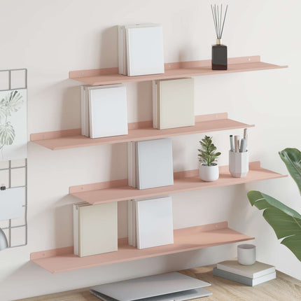 Flytande hylla Väggmonterad 4 pcs Rosa 80 x 18 x 2,5 cm Stål