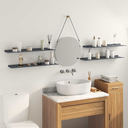 Flytande hylla 4 pcs Antracit 80 x 18 x 2,5 cm Stål