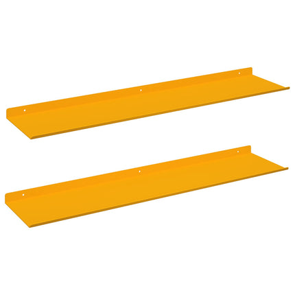 Flytande hylla 2 pcs Senapsgul 80 x 18 x 2,5 cm Stål