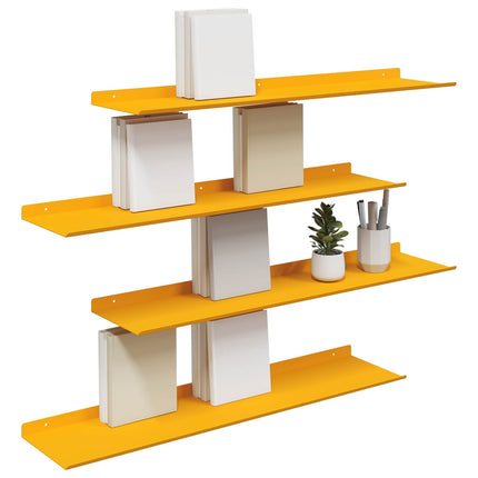 Flytande hylla 4 pcs Senapsgul 80 x 18 x 2,5 cm Stål