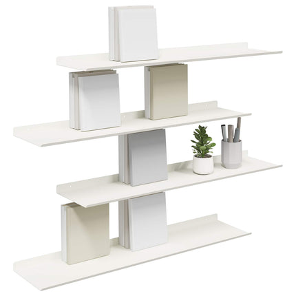 Flytande hylla Väggmonterad 4 pcs Vit 80 x 18 x 2,5 cm Stål