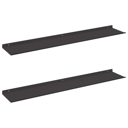 Flytande hylla Väggmonterad 2 pcs Svart 100 x 18 x 2,5 cm Stål