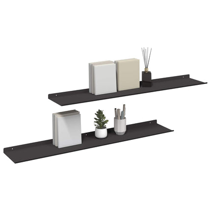 Flytande hylla Väggmonterad 2 pcs Svart 100 x 18 x 2,5 cm Stål