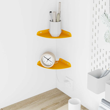 Flytande hylla med hylla 2 pcs Senapsgul 15 x 15 x 2 cm