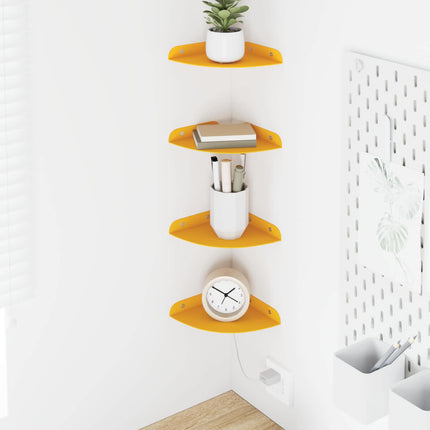 Flytande hylla med hylla 4 pcs Senapsgul 15 x 15 x 2 cm
