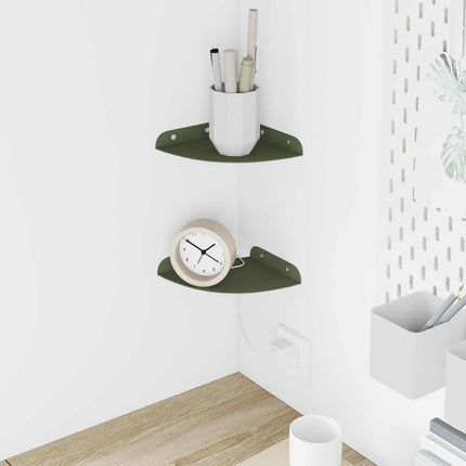 Flytande hylla med hylla 2 pcs Olivgrön 15 x 15 x 2 cm