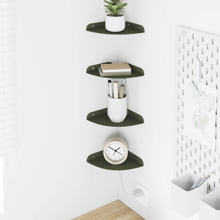 Flytande hylla med hylla 4 pcs Olivgrön 15 x 15 x 2 cm