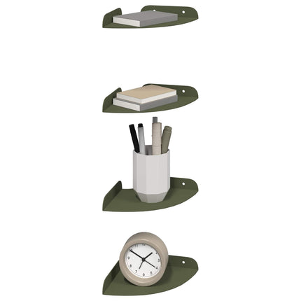 Flytande hylla med hylla 4 pcs Olivgrön 15 x 15 x 2 cm