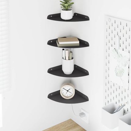Flytande hylla med hylla med lagring 4 pcs Svart 18 x 18 x 2 cm