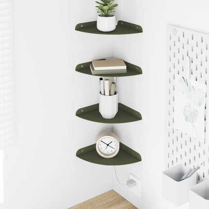 Flytande hylla med hylla 4 pcs Olivgrön 18 x 18 x 2 cm