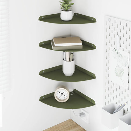 Flytande hylla med hylla 4 pcs Olivgrön 24 x 24 x 2 cm