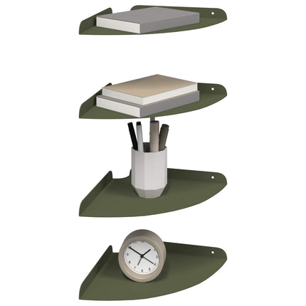 Flytande hylla med hylla 4 pcs Olivgrön 24 x 24 x 2 cm