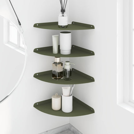 Flytande hylla med hylla 4 pcs Olivgrön 30 x 30 x 2 cm