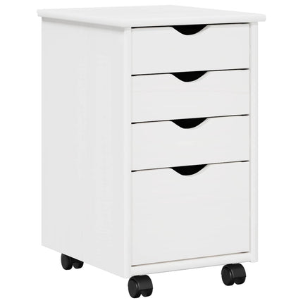 Rullande skåp med hjul Vit 34 x 39 x 56 cm Massivt furu