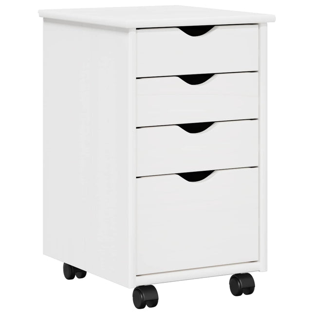 Rullande skåp med hjul Vit 34 x 39 x 56 cm Massivt furu
