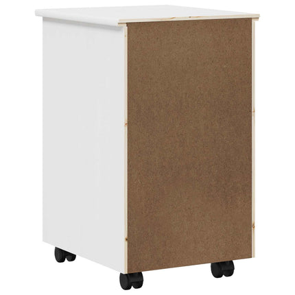 Rullande skåp med hjul Vit 34 x 39 x 56 cm Massivt furu