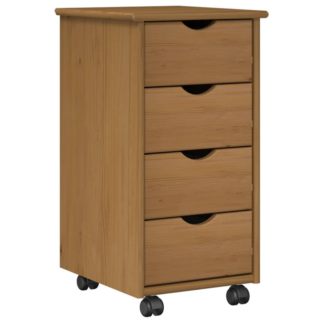 Rullande skåp 34 x 39 x 65,5 cm Massiv furu Honung brun