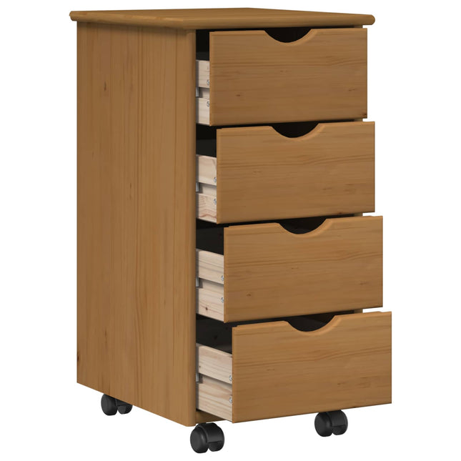 Rullande skåp 34 x 39 x 65,5 cm Massiv furu Honung brun