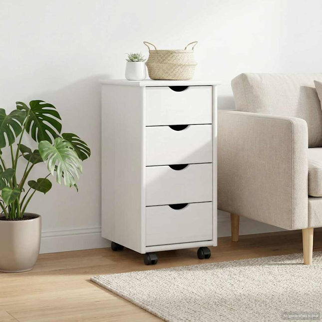 Rullande skåp 34 x 39 x 65,5 cm Massiv furu Vit