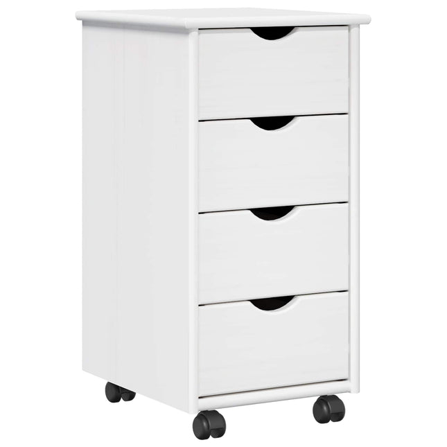 Rullande skåp 34 x 39 x 65,5 cm Massiv furu Vit