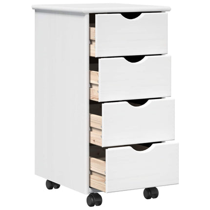 Rullande skåp med hjul Vit 34 x 39 x 65,5 cm Massiv furu