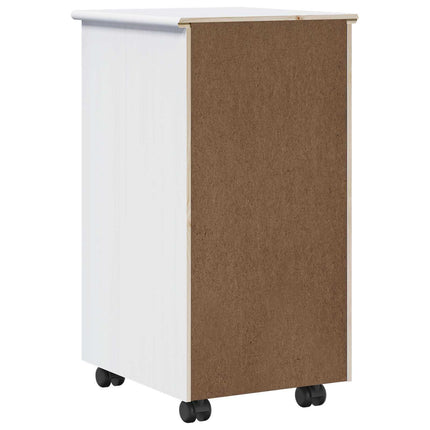 Rullande skåp med hjul Vit 34 x 39 x 65,5 cm Massiv furu