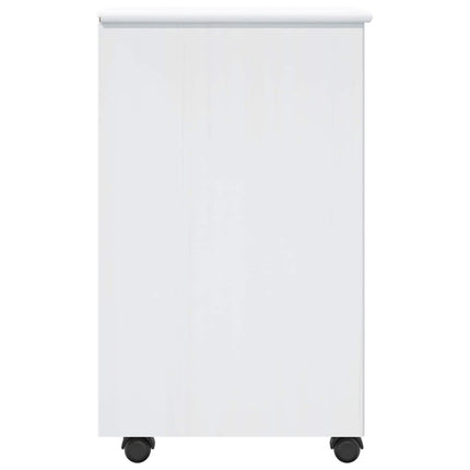 Rullande skåp med hjul Vit 34 x 39 x 65,5 cm Massiv furu