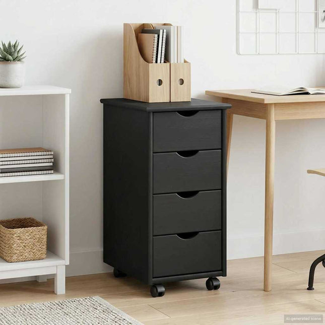 Rullande skåp 34 x 39 x 65,5 cm Massiv furu Grå
