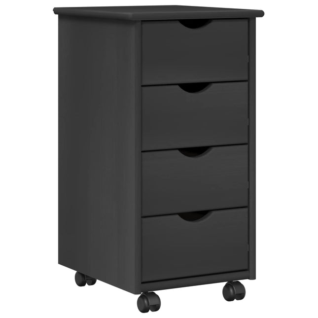 Rullande skåp 34 x 39 x 65,5 cm Massiv furu Grå