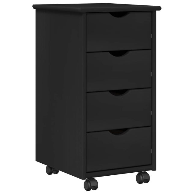 Rullande skåp 34 x 39 x 65,5 cm Massiv furu Svart