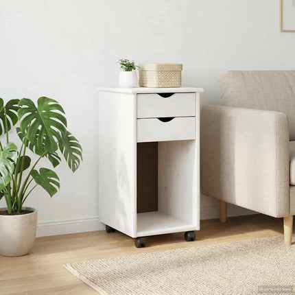Rullande skåp Vit 34 x 39 x 65,5 cm Massivt furu