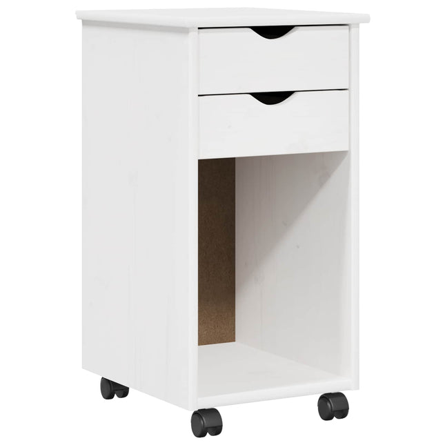 Rullande skåp 34 x 39 x 65,5 cm Massivt furu Vit