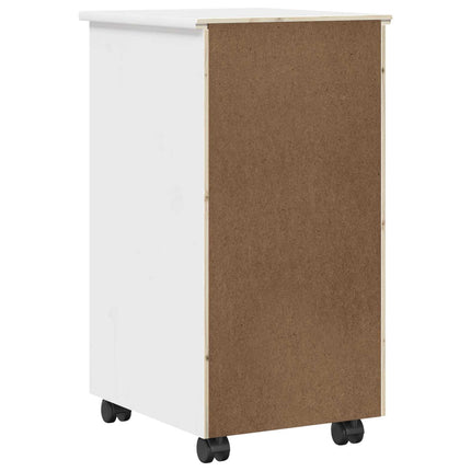Rullande skåp Vit 34 x 39 x 65,5 cm Massivt furu