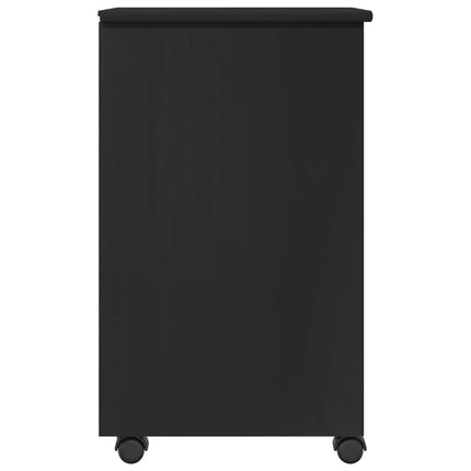 Rullande skåp Svart 34 x 39 x 65,5 cm Massivt furu