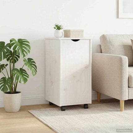 Rullande skåp med hjul Vit 34 x 39 x 65,5 cm Massiv furu