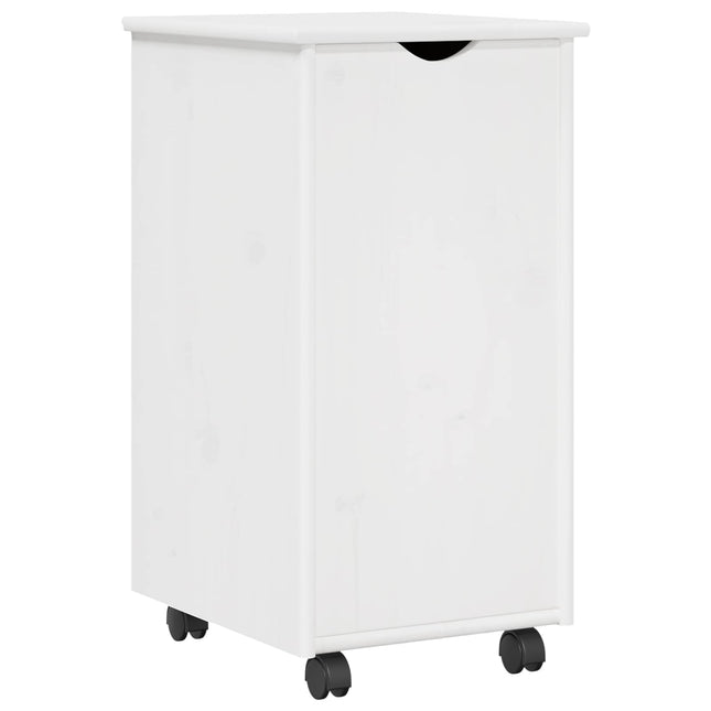 Rullande skåp med hjul Vit 34 x 39 x 65,5 cm Massiv furu