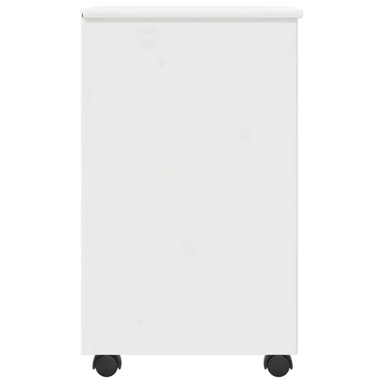 Rullande skåp med hjul Vit 34 x 39 x 65,5 cm Massiv furu