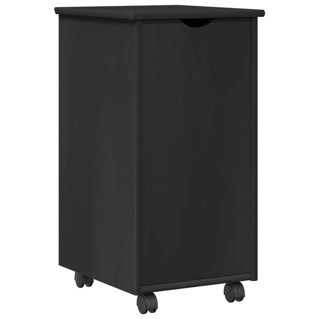 Rullande skåp med hjul Svart 34 x 39 x 65,5 cm Massiv furu