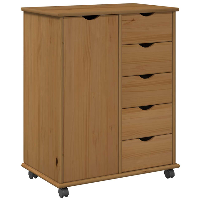 Rullande skåp 63,5 x 39 x 79 cm Massiv furu Honung brun